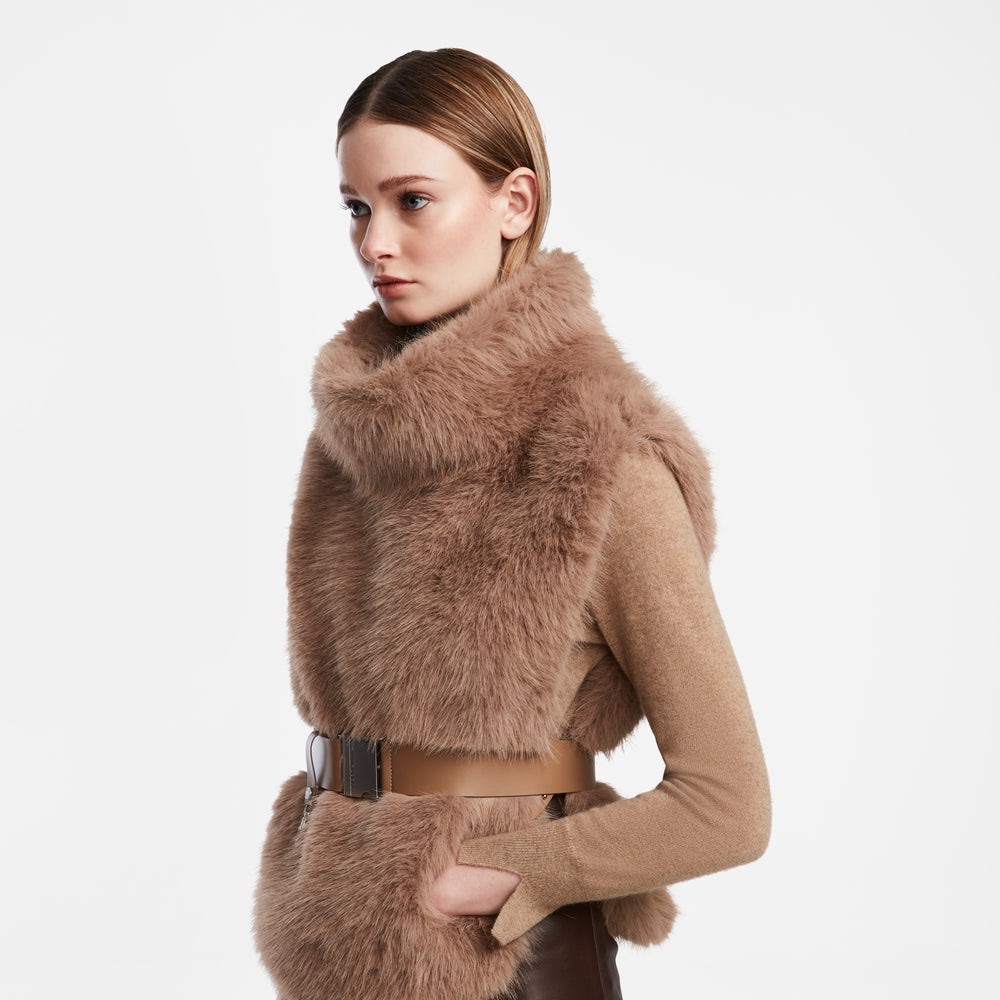RUDSAK Beige/Taupe Rabbit Fur Vest (Real, not faux fur)